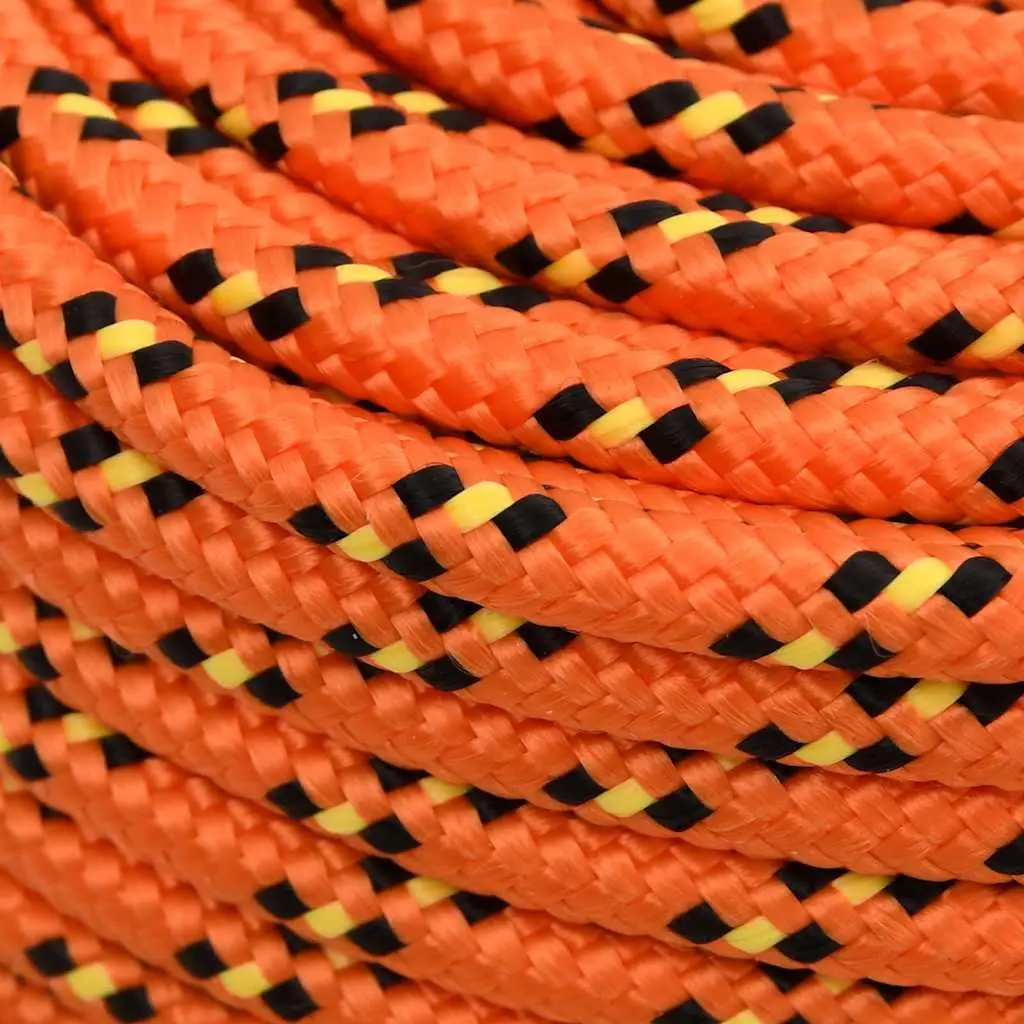 Boat Rope Orange 8mm 50m Polypropylene Braided Weather-Resistant Marine Rigging