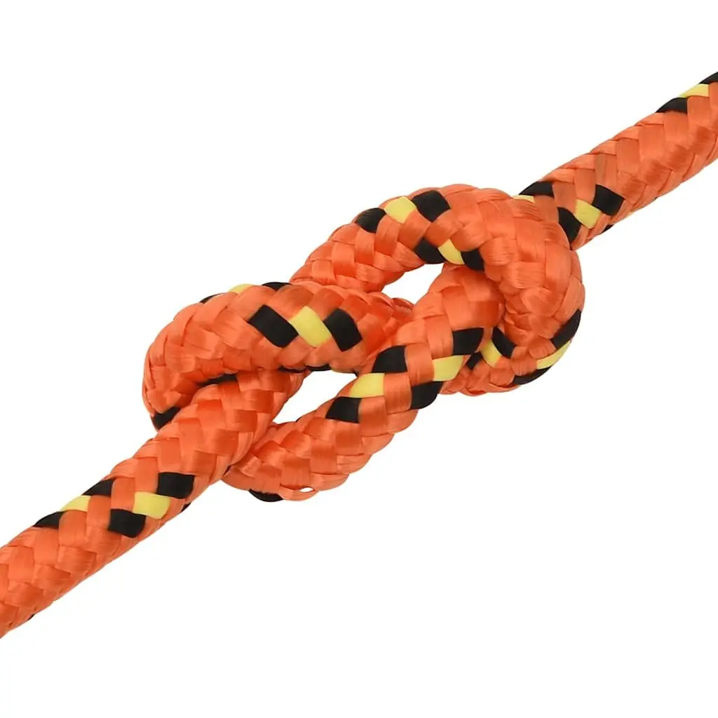 Boat Rope Orange 12mm Braided Polypropylene for Marine Sailing Dock Line Rigging 50m
