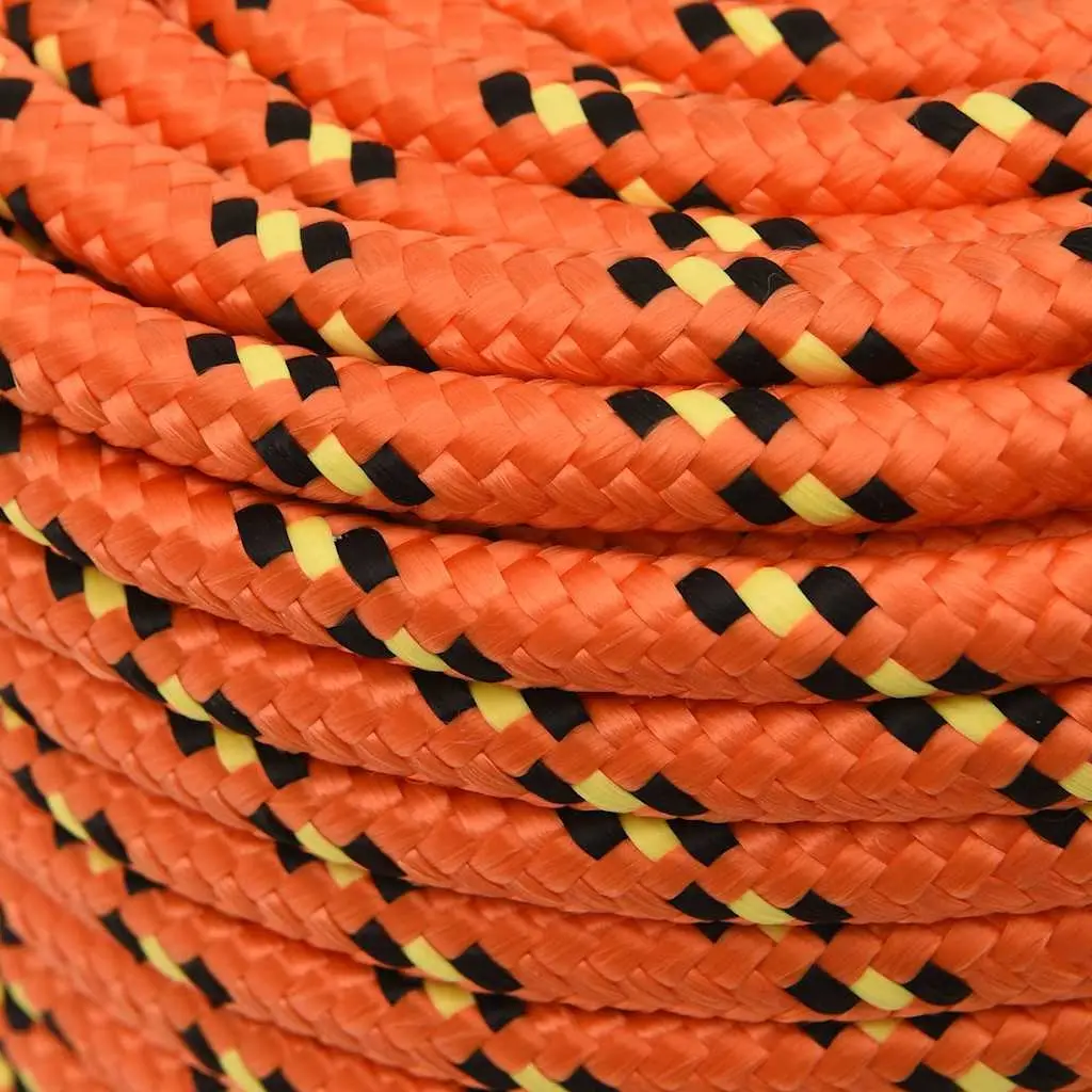 Boat Rope Orange 12mm Braided Polypropylene Durable for Marine Use