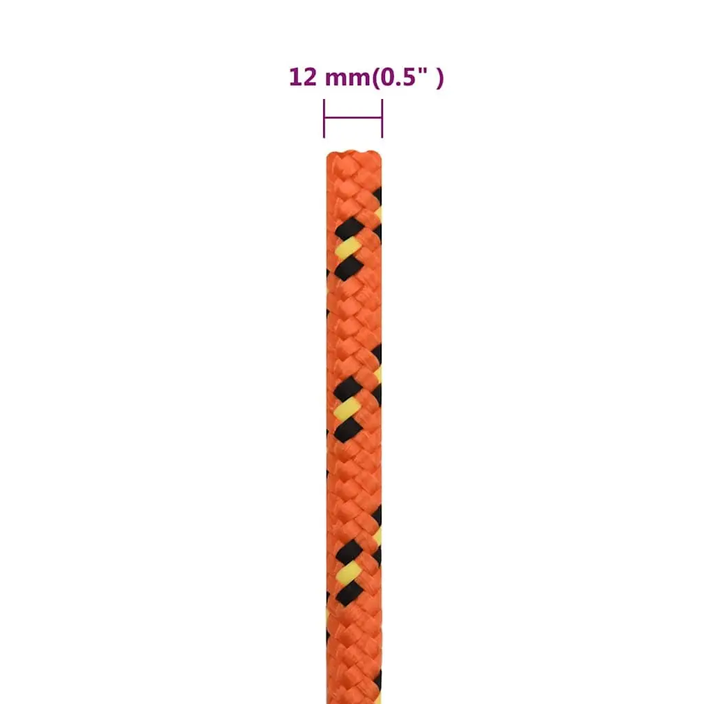 Boat Rope Orange 12mm Braided Polypropylene Durable for Marine Use