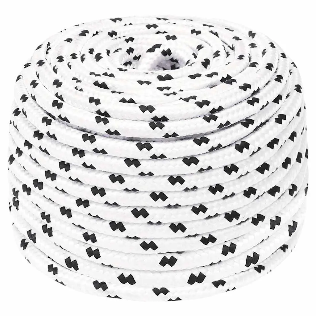 Braided Work Rope White 10mm 100m Polyester Cord Durable for Garden Workshop Outdoor
