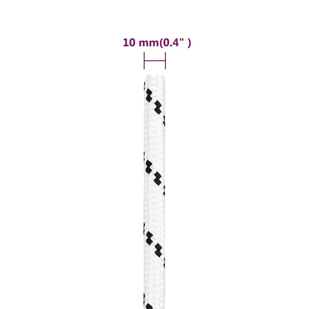 Braided Work Rope White 10mm 100m Polyester Cord Durable for Garden Workshop Outdoor