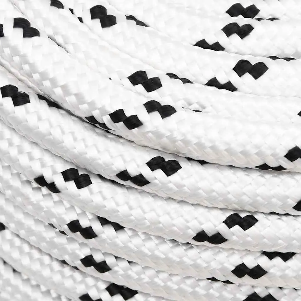 Braided Rope White 12mm 100m Polyester Marine Rigging Line