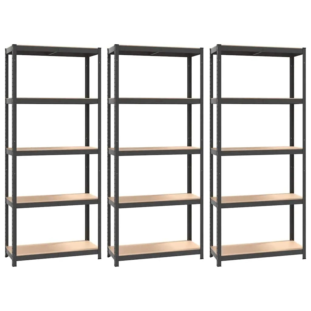 Industrial Storage Shelves Anthracite 5-Layer Heavy-Duty Steel Frame Adjustable Shelving Unit