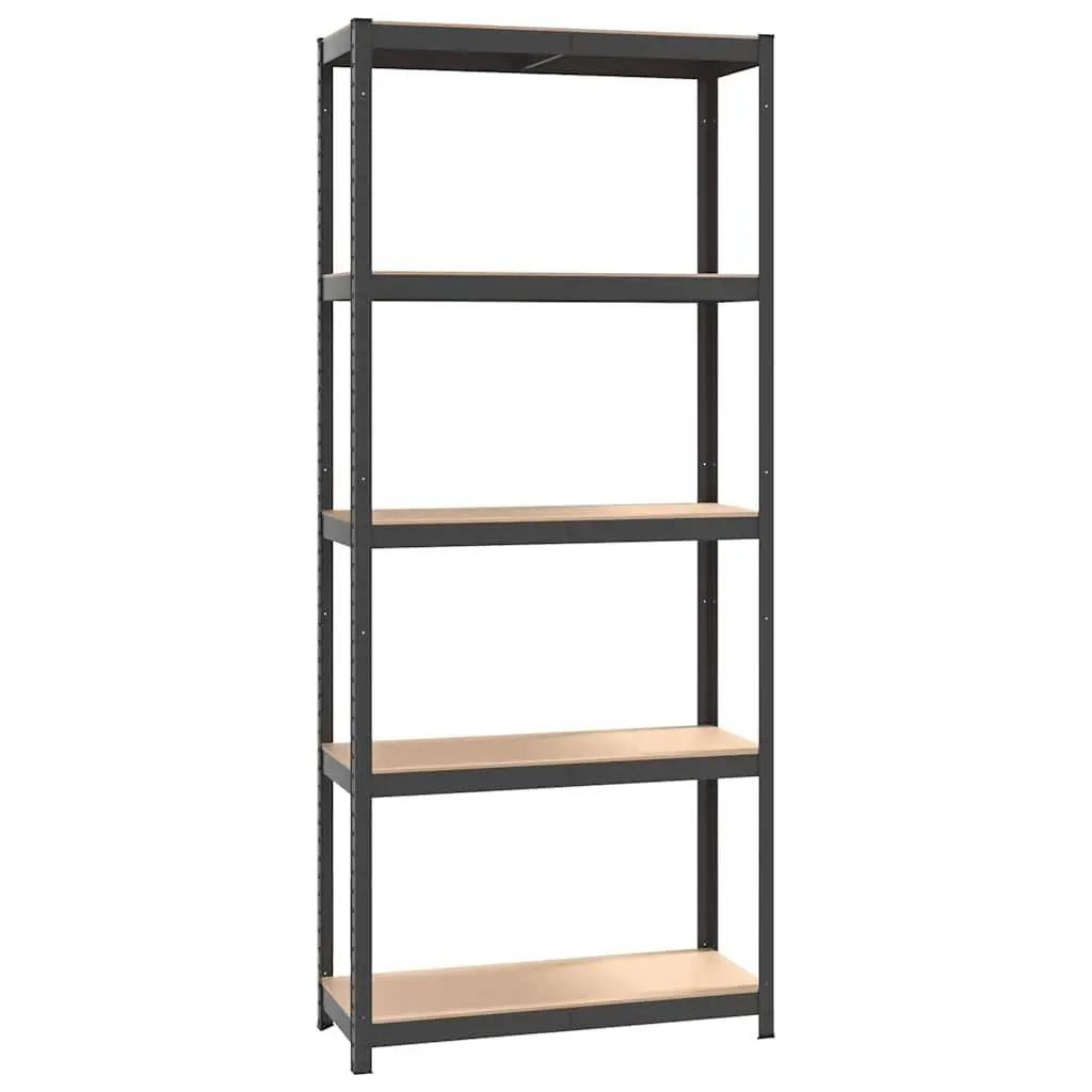 Industrial Storage Shelves Anthracite 5-Layer Heavy-Duty Steel Frame Adjustable Shelving Unit