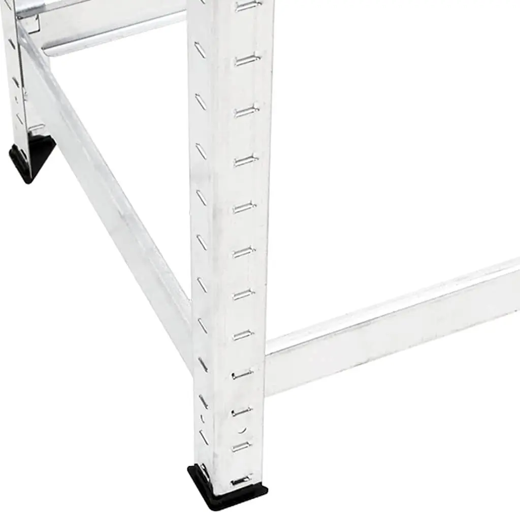 2-Layer Tire Racks Silver Steel Frame Adjustable Height Garage Organization
