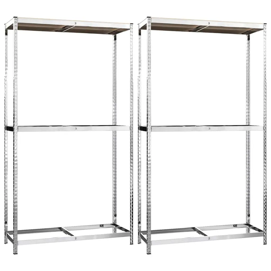 Tire Storage Racks Silver 2 Layer Heavy Duty Adjustable Steel Shelving 2 Piece