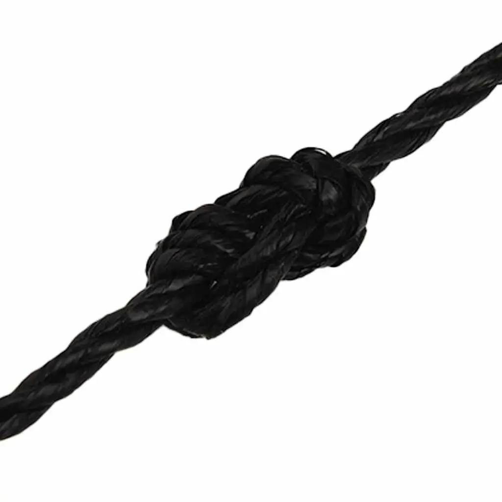 Work Rope Black 8mm 50m Twisted Polypropylene UV Resistant Weather Resistant General Purpose Outdoor Garden