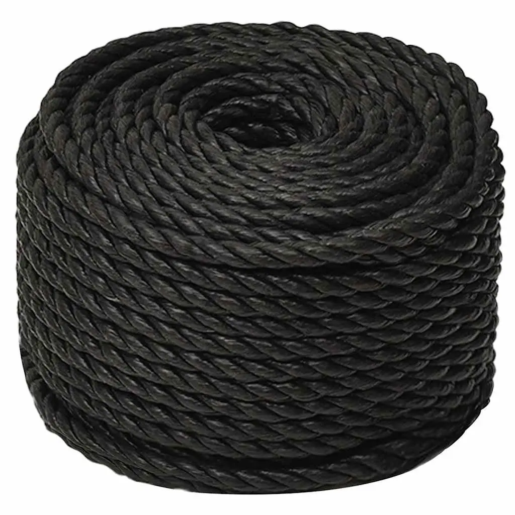 Work Rope Black 10mm Twisted Polypropylene Cord General Purpose 25m