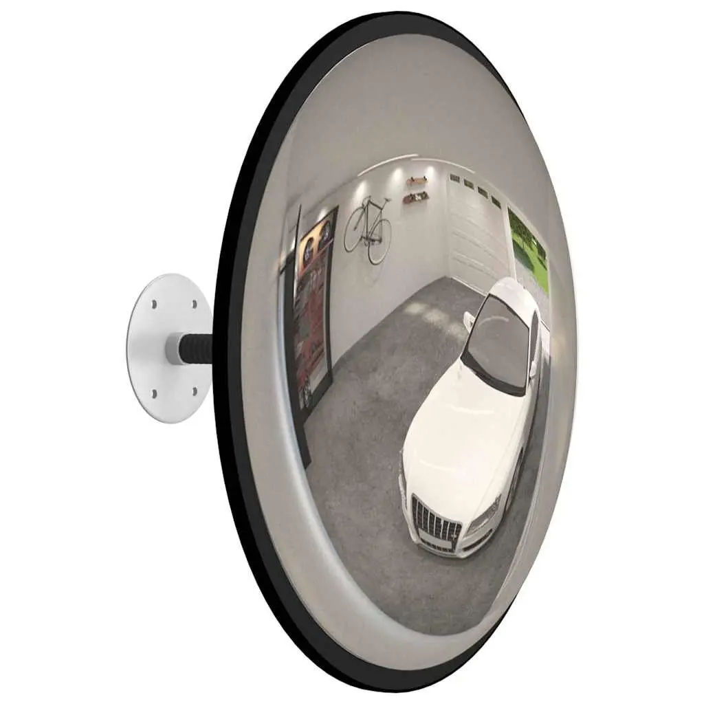 Convex Traffic Mirror Black Ø40cm Shatter-Proof Acrylic Wide Field of View