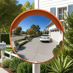 Reliable 30cm Outdoor Convex Traffic Mirror in Bright Orange