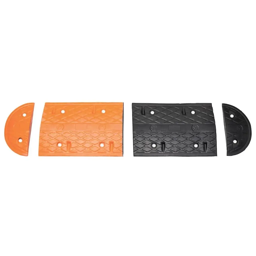 Rubber Speed Hump Yellow Black 129cm Anti-Slip Durable Traffic Safety Deceleration Road Bumper