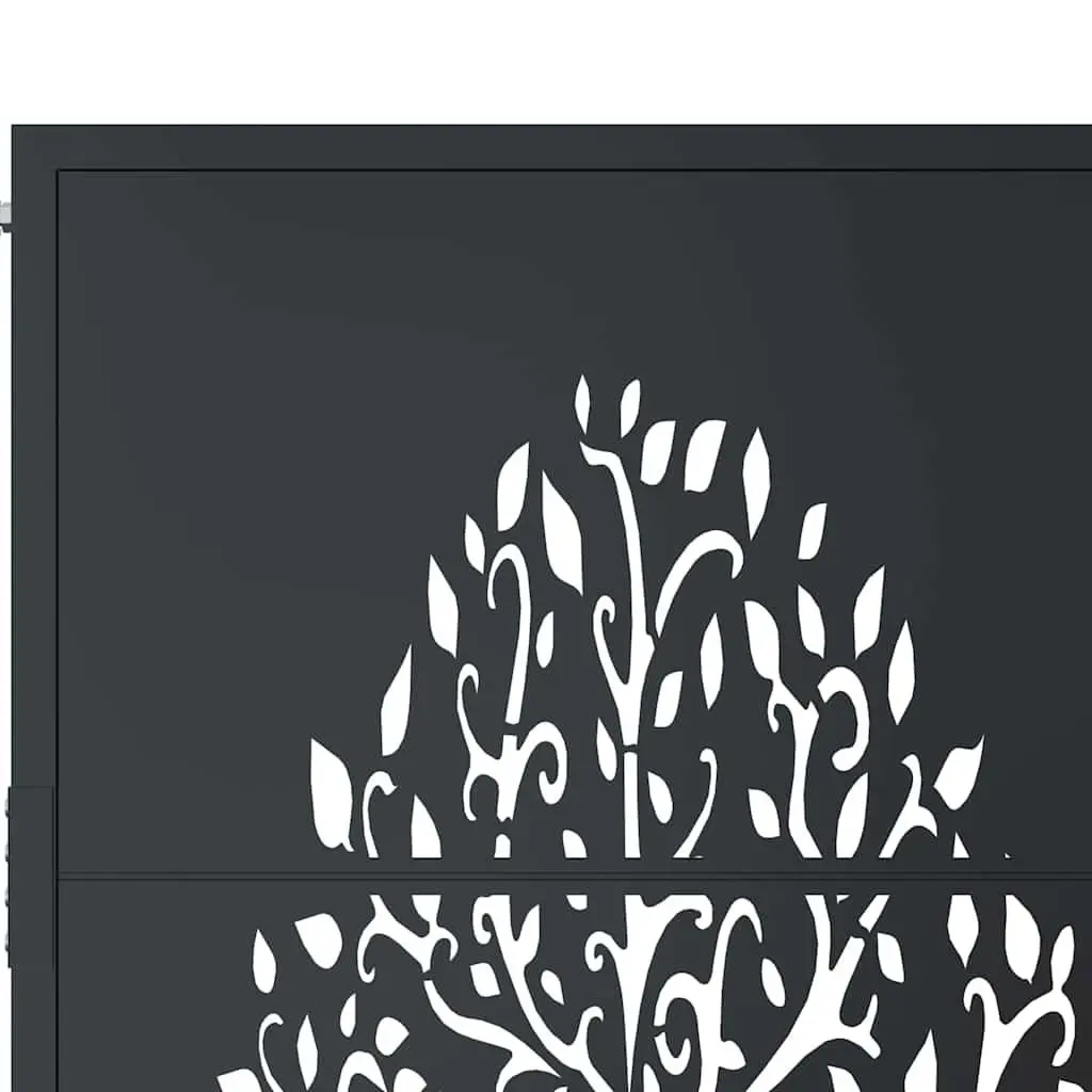 Garden Gate Anthracite 100x75 cm Steel Laser-Cut Design Outdoor Fencing Entrance