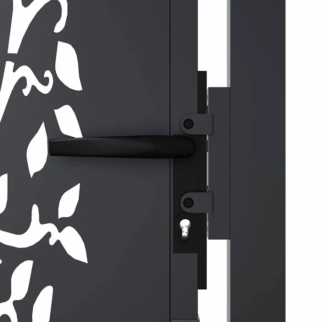 Garden Gate Anthracite 100x75 cm Steel Laser-Cut Design Outdoor Fencing Entrance