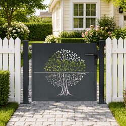 Garden Gate Anthracite 100x100 cm Steel Laser-Cut Design Outdoor Fencing Entry