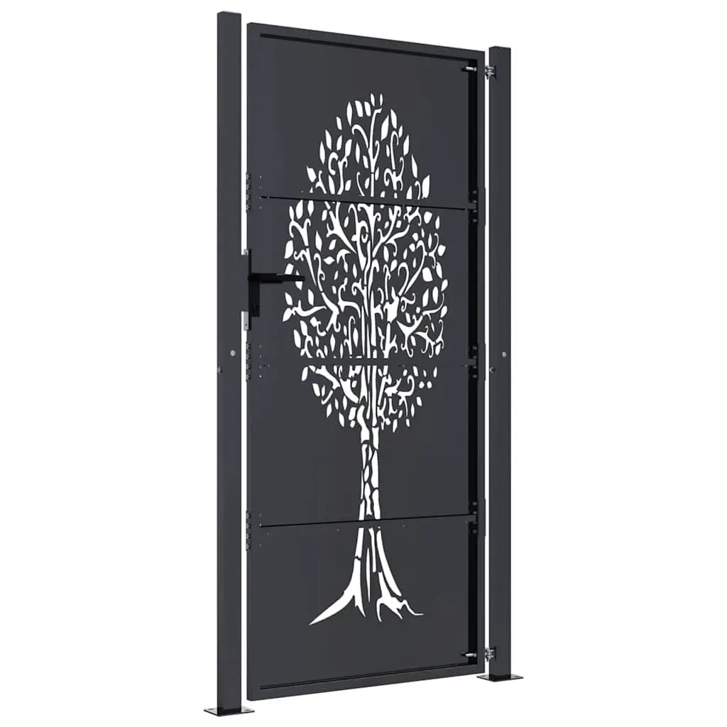Garden Gate Anthracite 100x175 cm Steel Laser-Cut Design Outdoor Fence Entry
