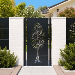 Compact Anthracite Garden Gate with Steel Frame, 100x200 cm
