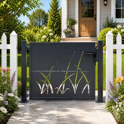 Garden Gate Anthracite Steel 100x100 cm Laser-Cut Design Outdoor Fencing Entry