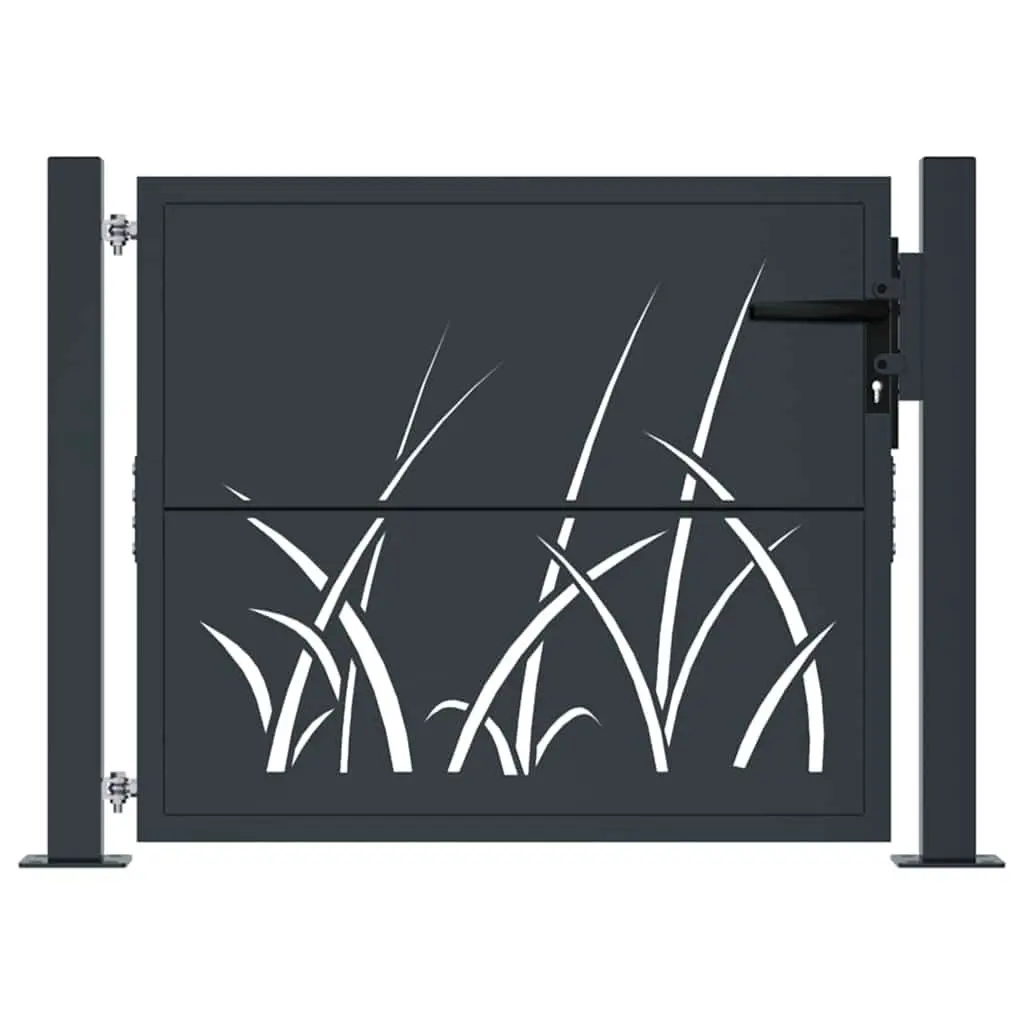 Garden Gate Anthracite Steel 100x100 cm Laser-Cut Design Outdoor Fencing Entry