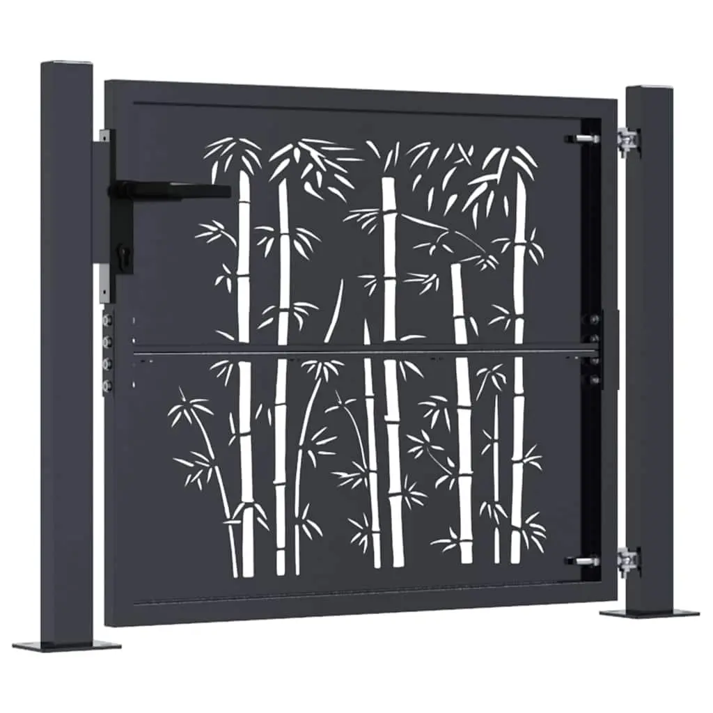 Garden Gate Anthracite 100x100 cm Steel Laser Cut Design Lockable Outdoor