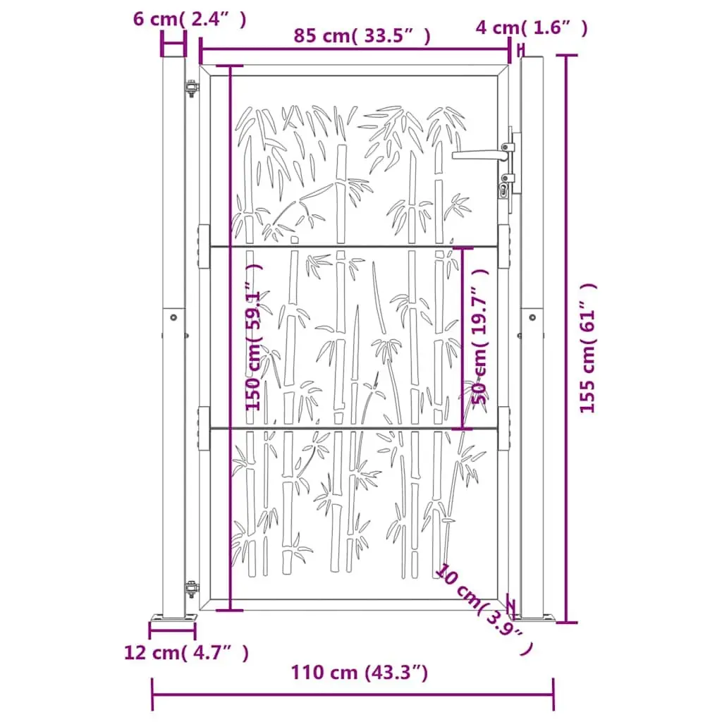 Garden Gate Anthracite 100x150 cm Steel Laser-Cut Design Outdoor Entrance