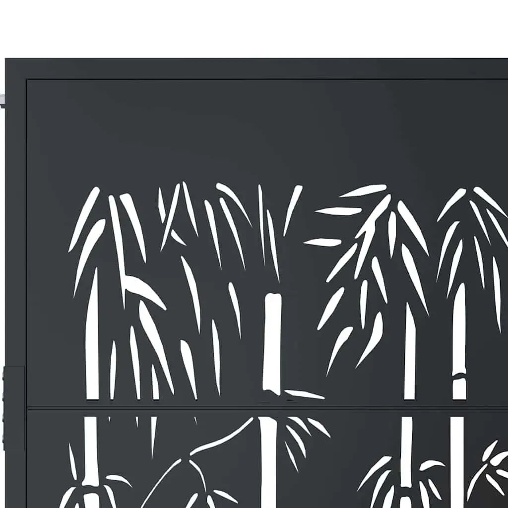 Garden Gate Anthracite 100x200cm Steel Bamboo Design Outdoor Fence Entry
