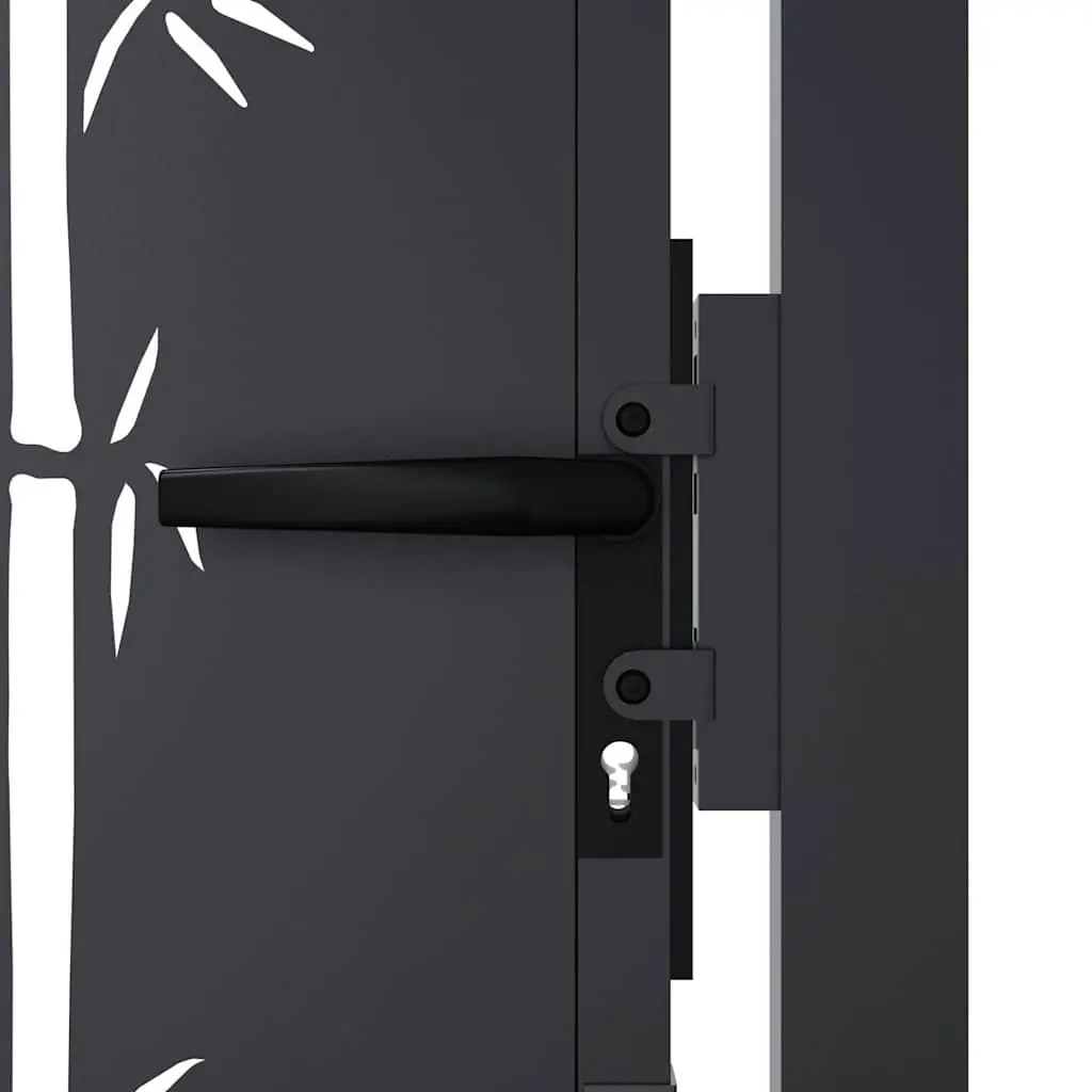 Garden Gate Anthracite 100x200cm Steel Bamboo Design Outdoor Fence Entry