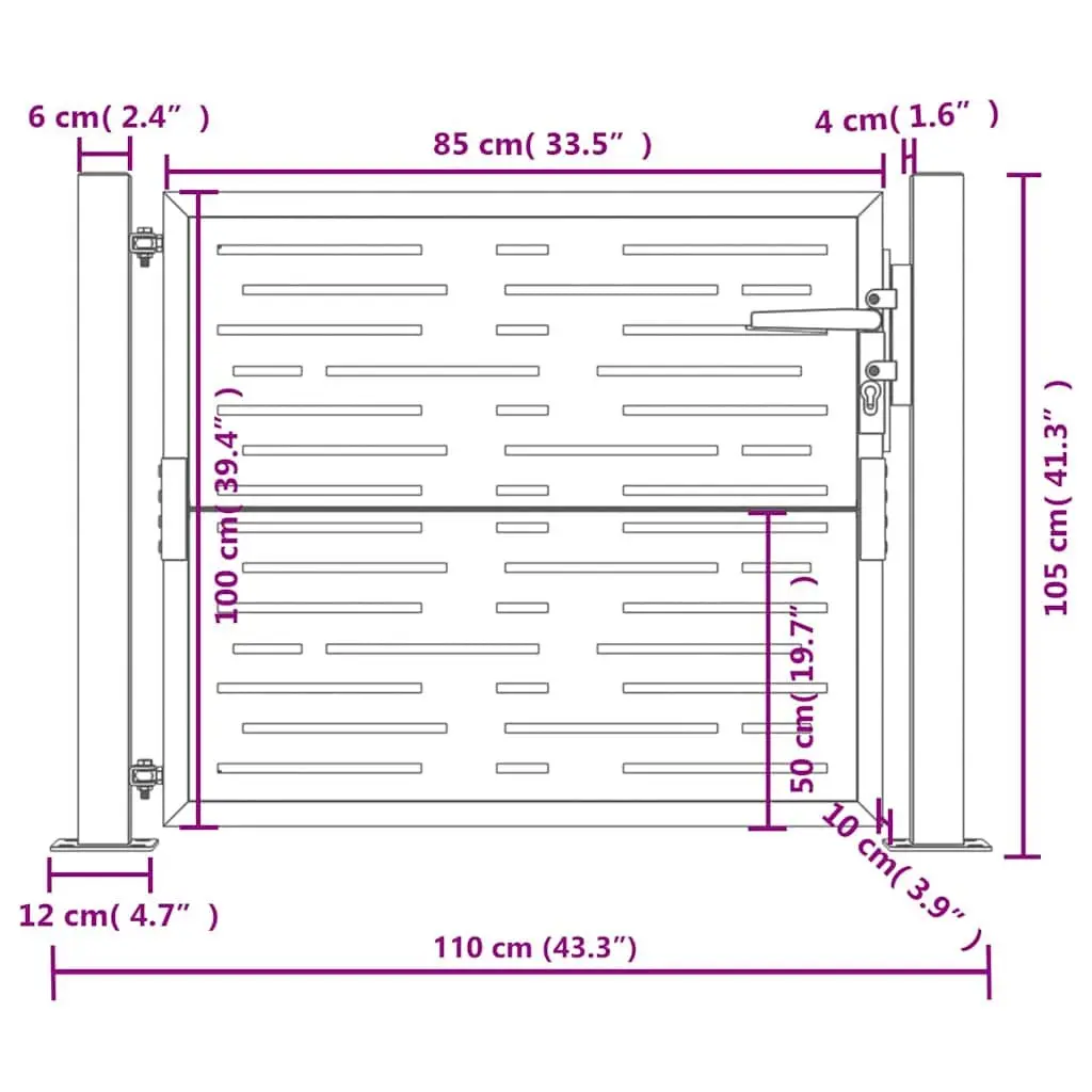 Garden Gate Anthracite 100x100 cm Steel Square Laser-Cut Design Lockable