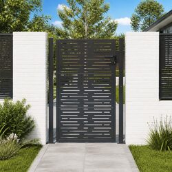 Garden Gate Anthracite 100x125 cm Steel Laser-Cut Square Design Lockable