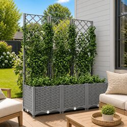 Garden Planter with Trellis Grey 120x40x136cm Climbing Plant Support Box