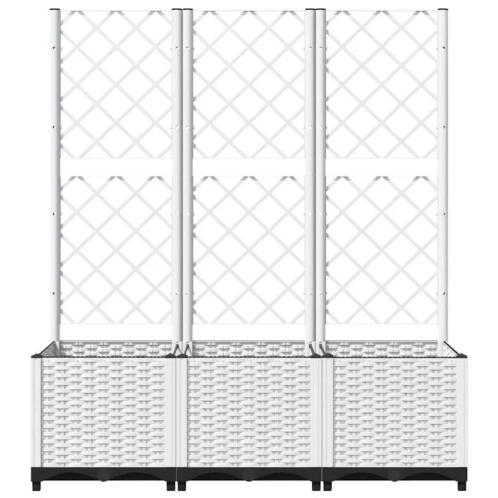 Garden Planter White 120x40x136cm Integrated Trellis for Climbing Plants Support Box