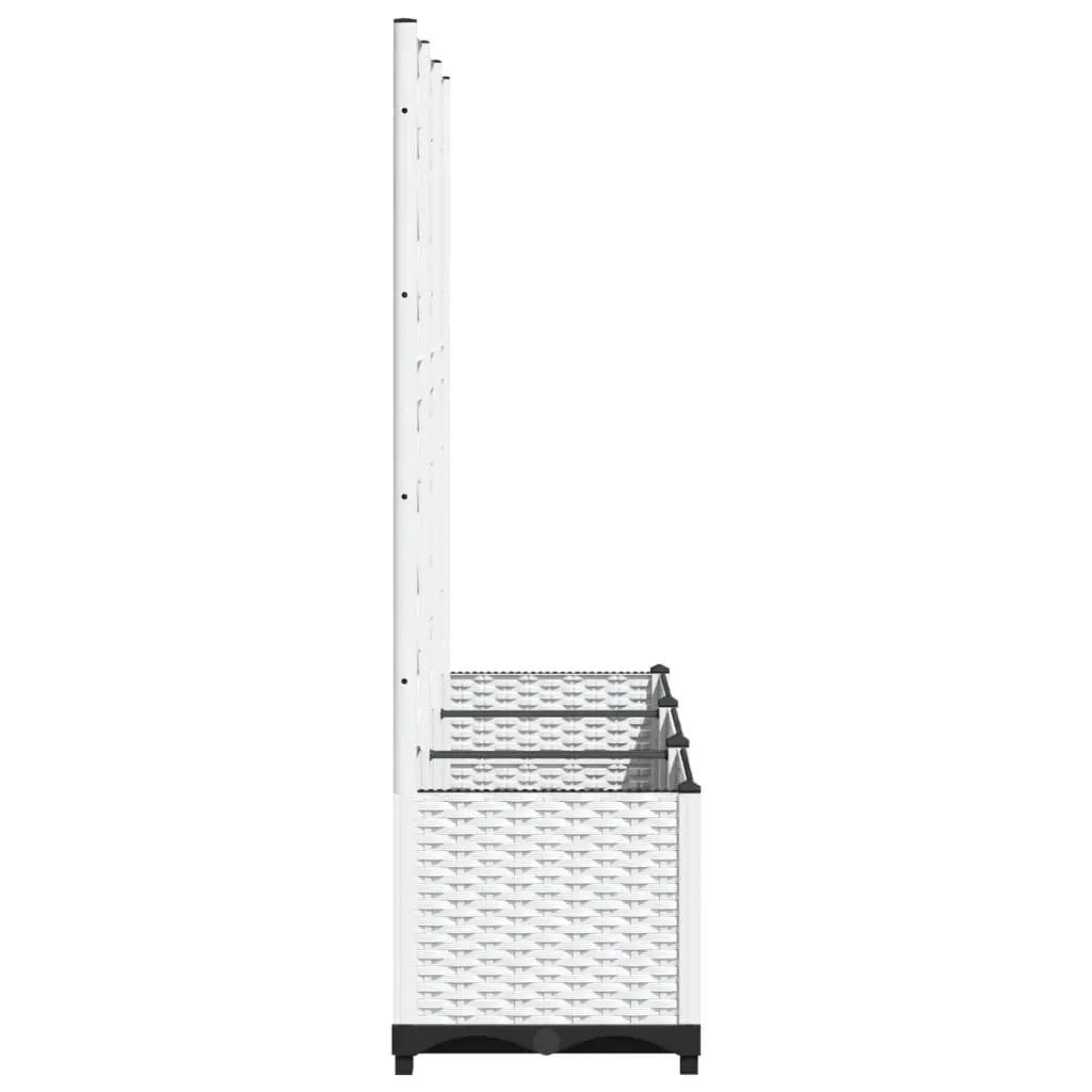 Garden Planter White 120x40x136cm Integrated Trellis for Climbing Plants Support Box