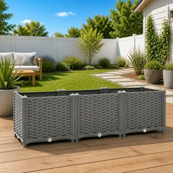 Concise Grey Raised Garden Bed 120x40x38cm Outdoor Use