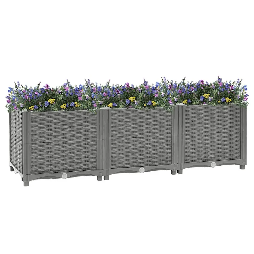 Raised Garden Bed Grey 120x40x38cm Durable Polypropylene Planter Box Outdoor