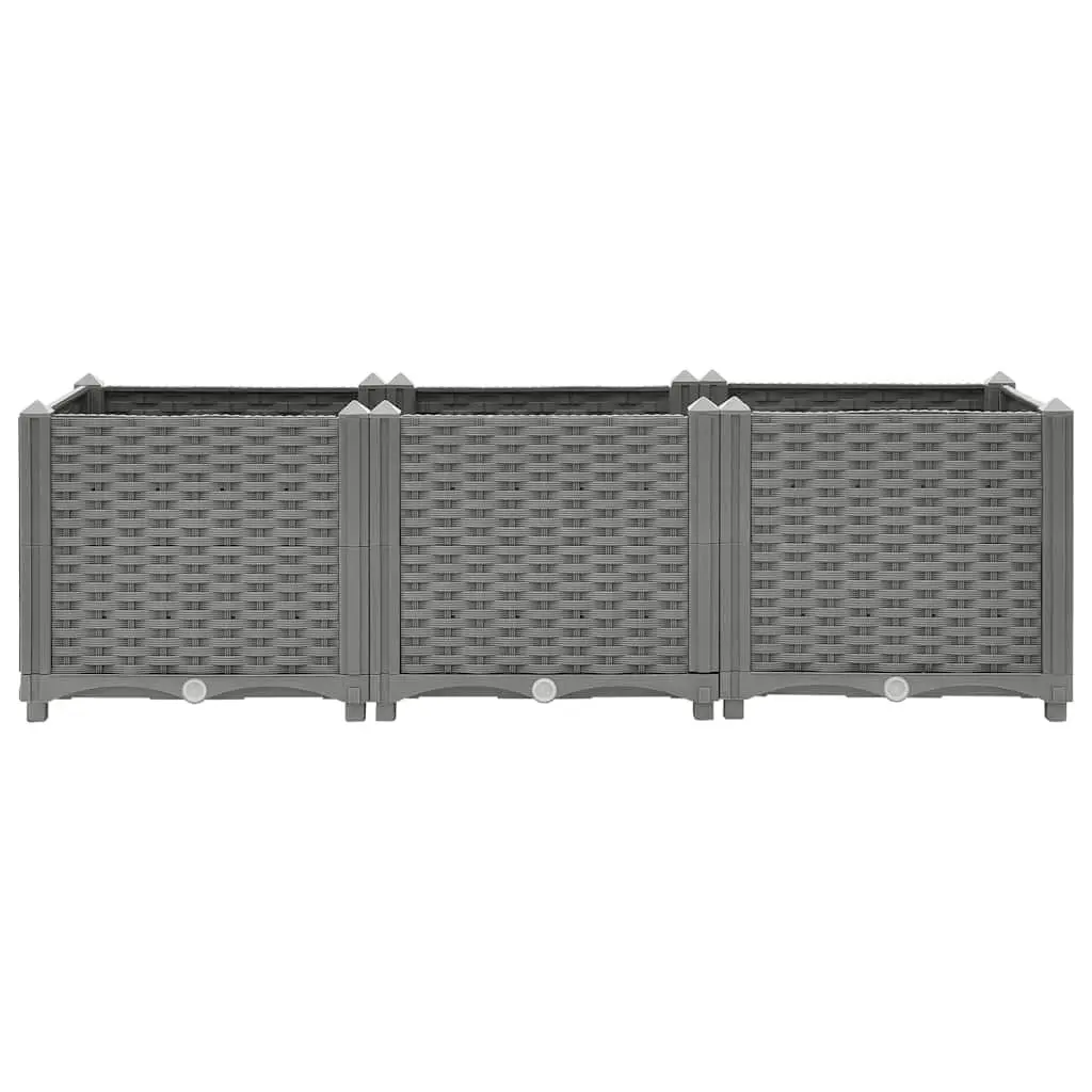 Raised Garden Bed Grey 120x40x38cm Durable Polypropylene Planter Box Outdoor