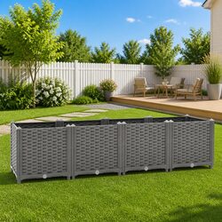 Compact and Sturdy 160x40x38cm Grey Planter