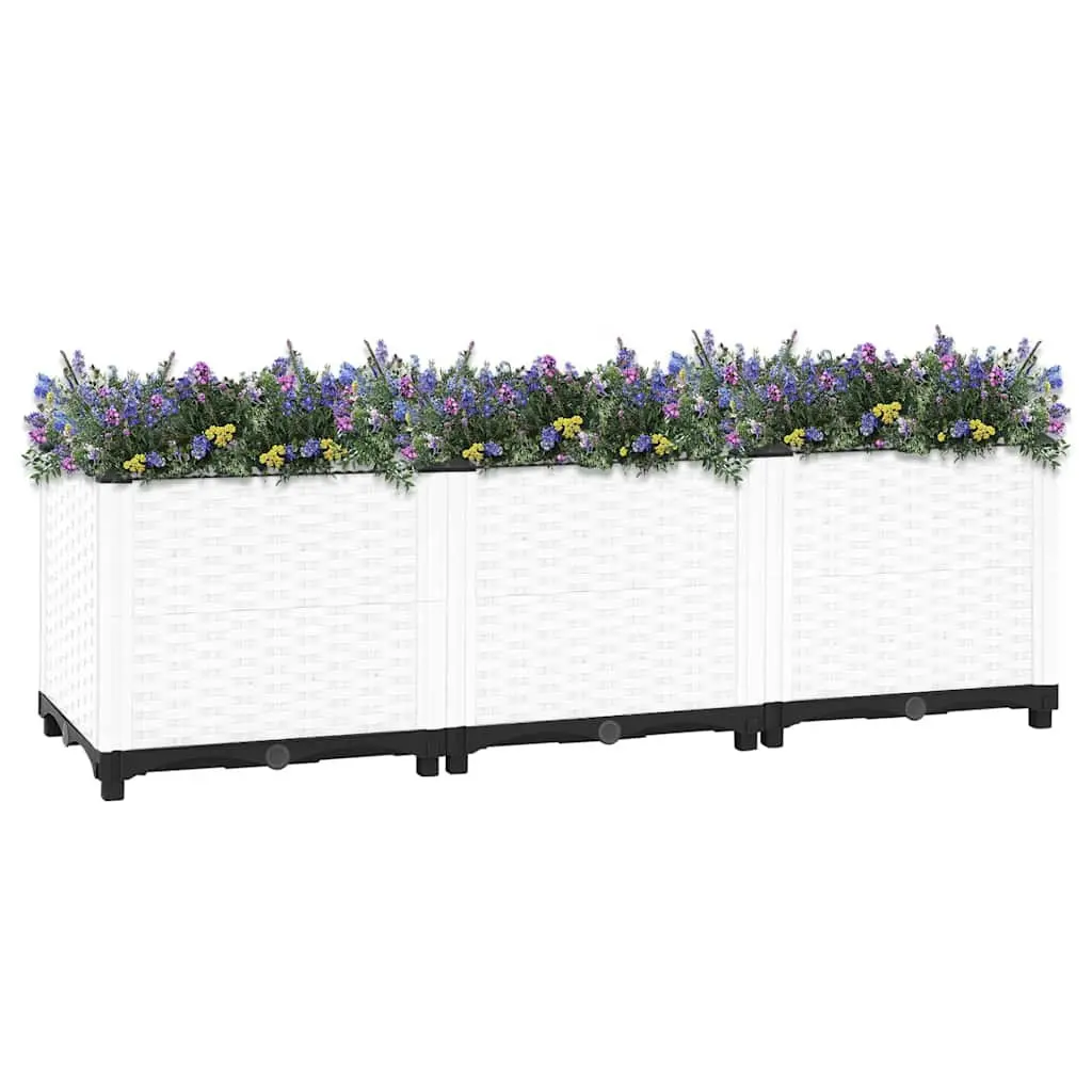 Raised Garden Bed Grey 120x40x38cm Polypropylene Rattan Pattern Planter Box Outdoor