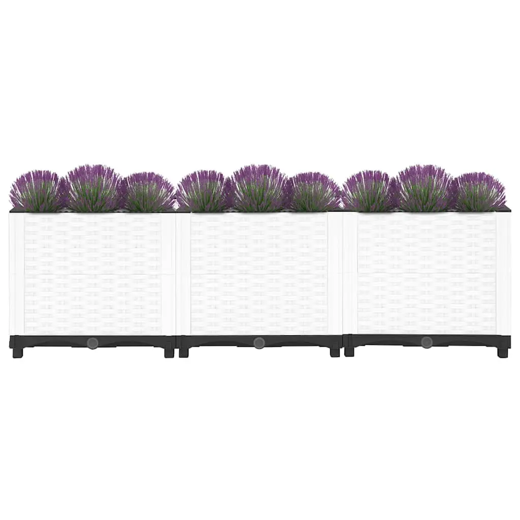 Raised Garden Bed Grey 120x40x38cm Polypropylene Rattan Pattern Planter Box Outdoor