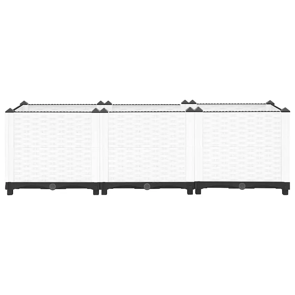 Raised Garden Bed Grey 120x40x38cm Polypropylene Rattan Pattern Planter Box Outdoor