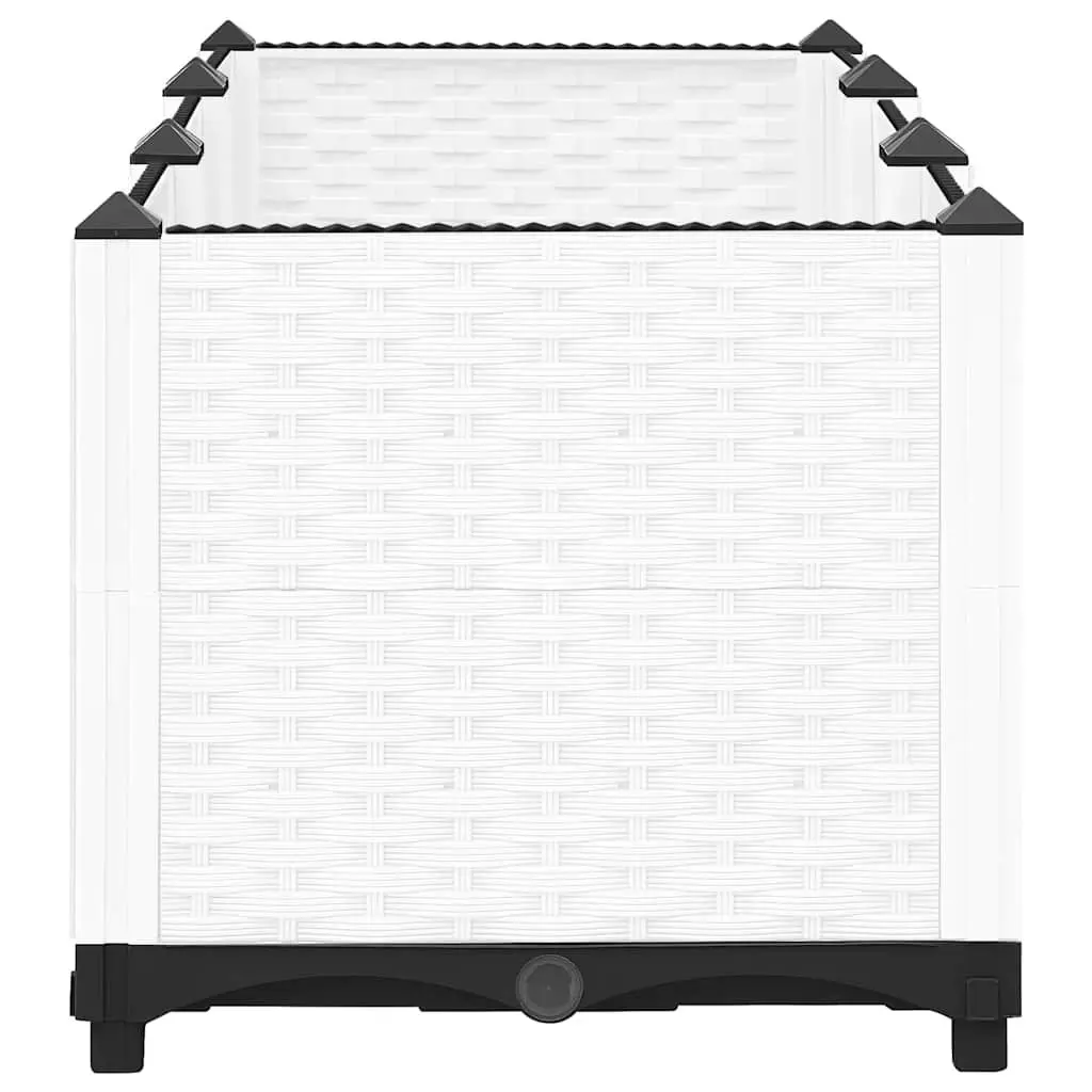 Raised Garden Bed Grey 120x40x38cm Polypropylene Rattan Pattern Planter Box Outdoor