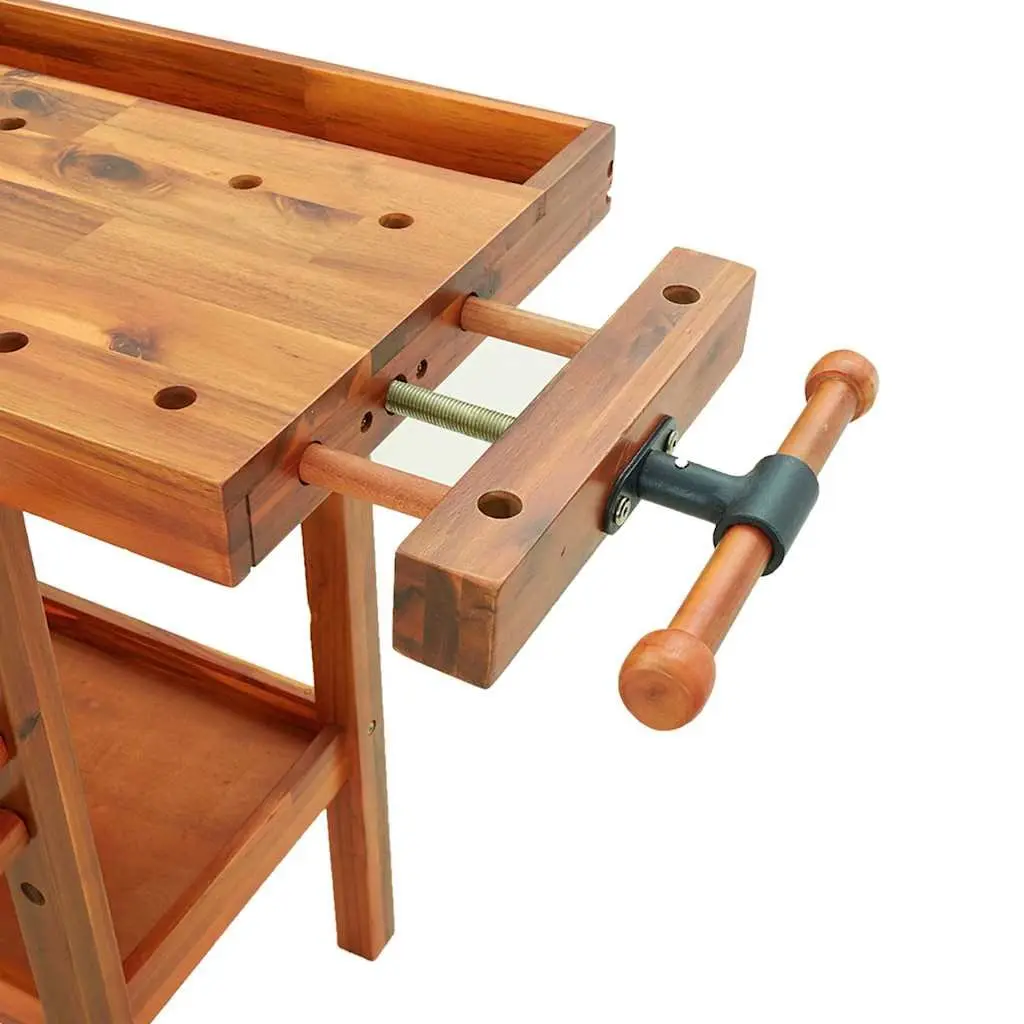 Wooden Workbench Brown 124x52x83cm Solid Acacia Wood with Drawer Storage Compartment