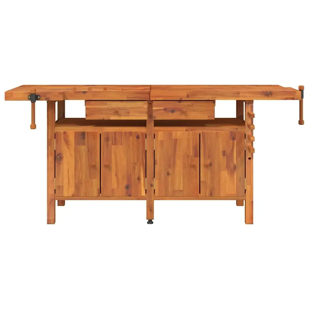 Workbench Brown 192x62x83 cm Solid Wood Acacia with Drawers and Vices