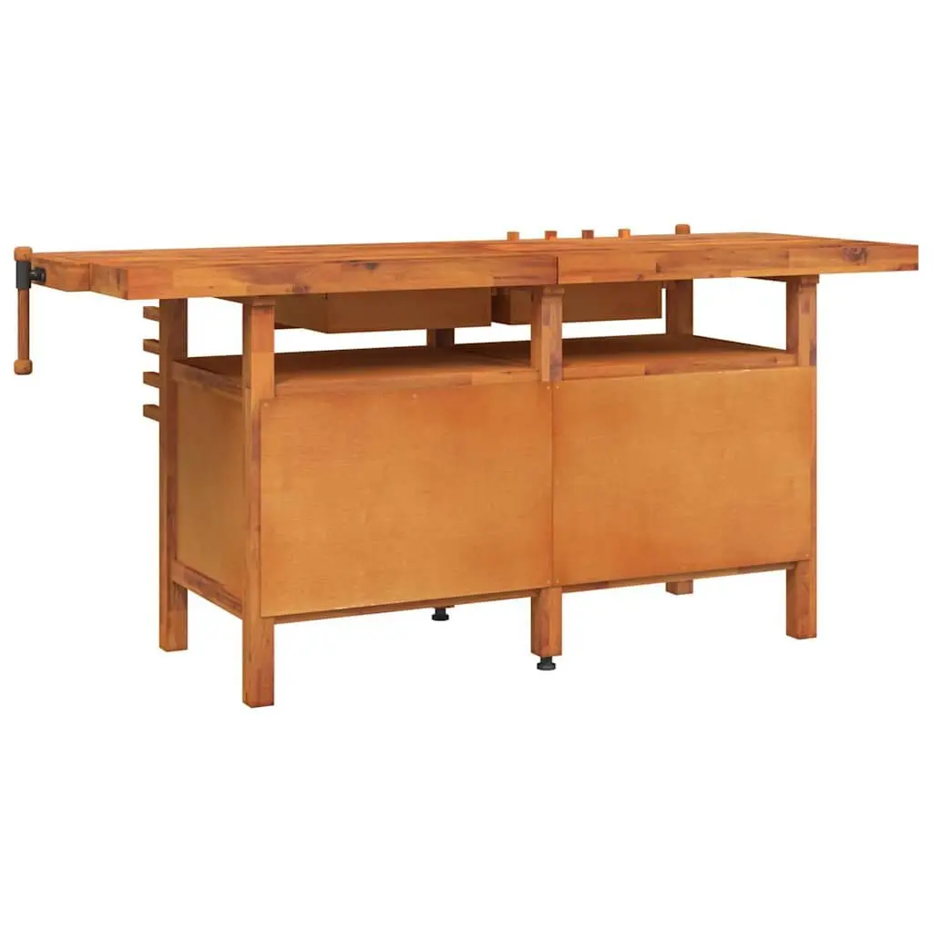 Workbench Brown 192x62x83 cm Solid Wood Acacia with Drawers and Vices