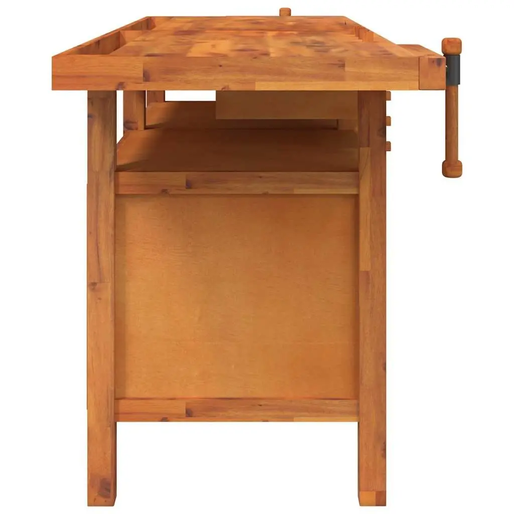 Workbench Brown 192x62x83 cm Solid Wood Acacia with Drawers and Vices