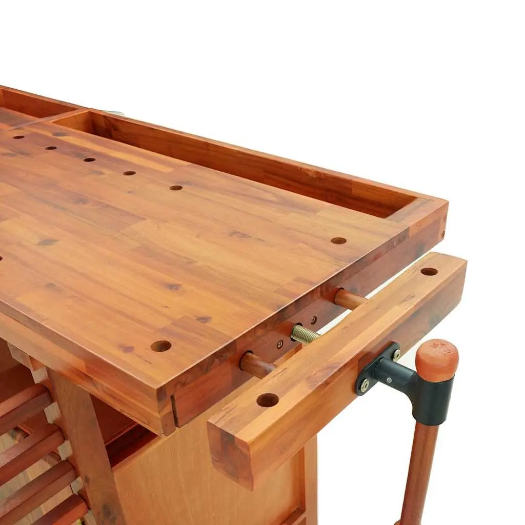 Workbench Brown 192x62x83 cm Solid Wood Acacia with Drawers and Vices