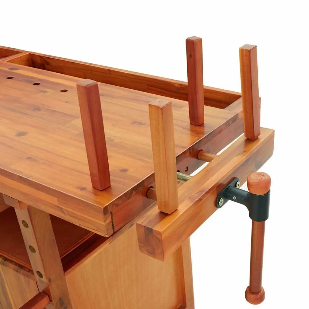 Workbench Brown 192x62x83 cm Solid Wood Acacia with Drawers and Vices