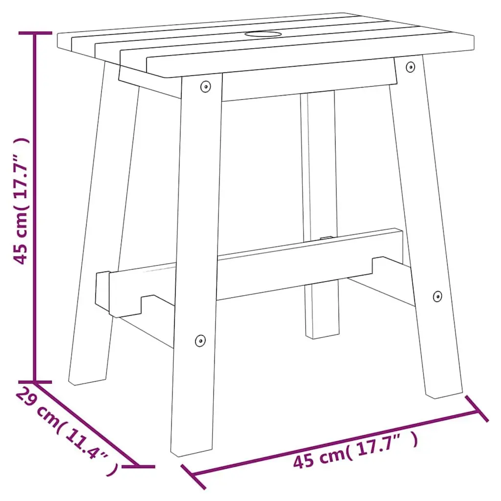 Solid Wood Stool Brown 45x29x45cm Rectangular Indoor Outdoor Furniture