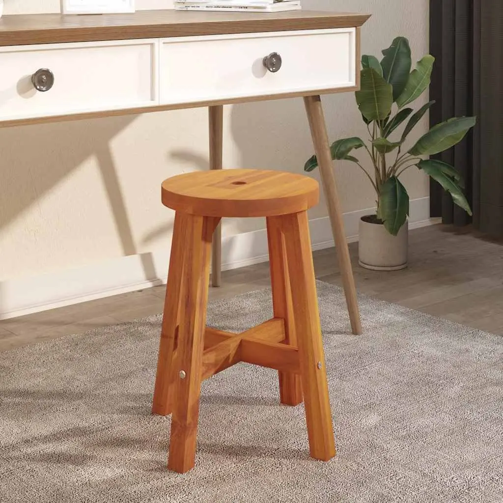 Brown Round Wooden Stool 38x38x45cm Solid Acacia Wood Indoor Outdoor Plant Side Table