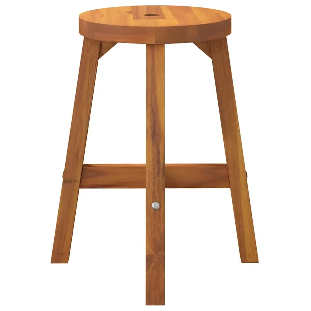 Brown Round Wooden Stool 38x38x45cm Solid Acacia Wood Indoor Outdoor Plant Side Table