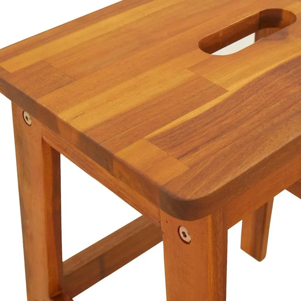 2 Step Stool Brown Solid Acacia Wood Curved Edges